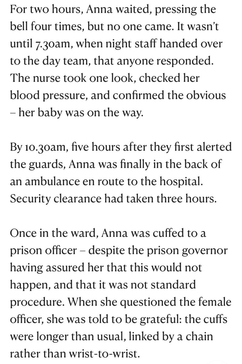 I have spent the past few months looking into standards of care for pregnant women in the prison system for the 
 <a href="/NewStatesman/">The New Statesman</a>

Three babies have died since 2019, and countless women have endured traumatising births before they’ve even been tried and sentenced.