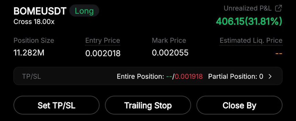 $BOME
LONG
LEV 10-20x
ENTRY: 0.002020

TP:
0.002035✅
0.002055✅

PM ME TO JOIN VIP AND INVEST:

t.me/+lZgDo_MYD6oxZ…

#bitcoin  #crypto #btc #eth #altcoin #trading #signal #memecoin #forex #xau #investing #gold #blockchain #BOMEUSDT