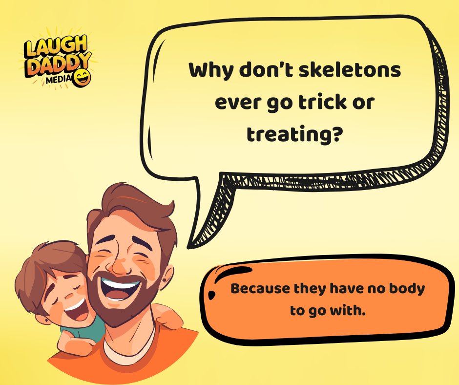 LaughDaddyMedia's tweet image. 💀 Tag your Halloween buddy! #DadJokes #SkeletonHumor #TrickOrTreat