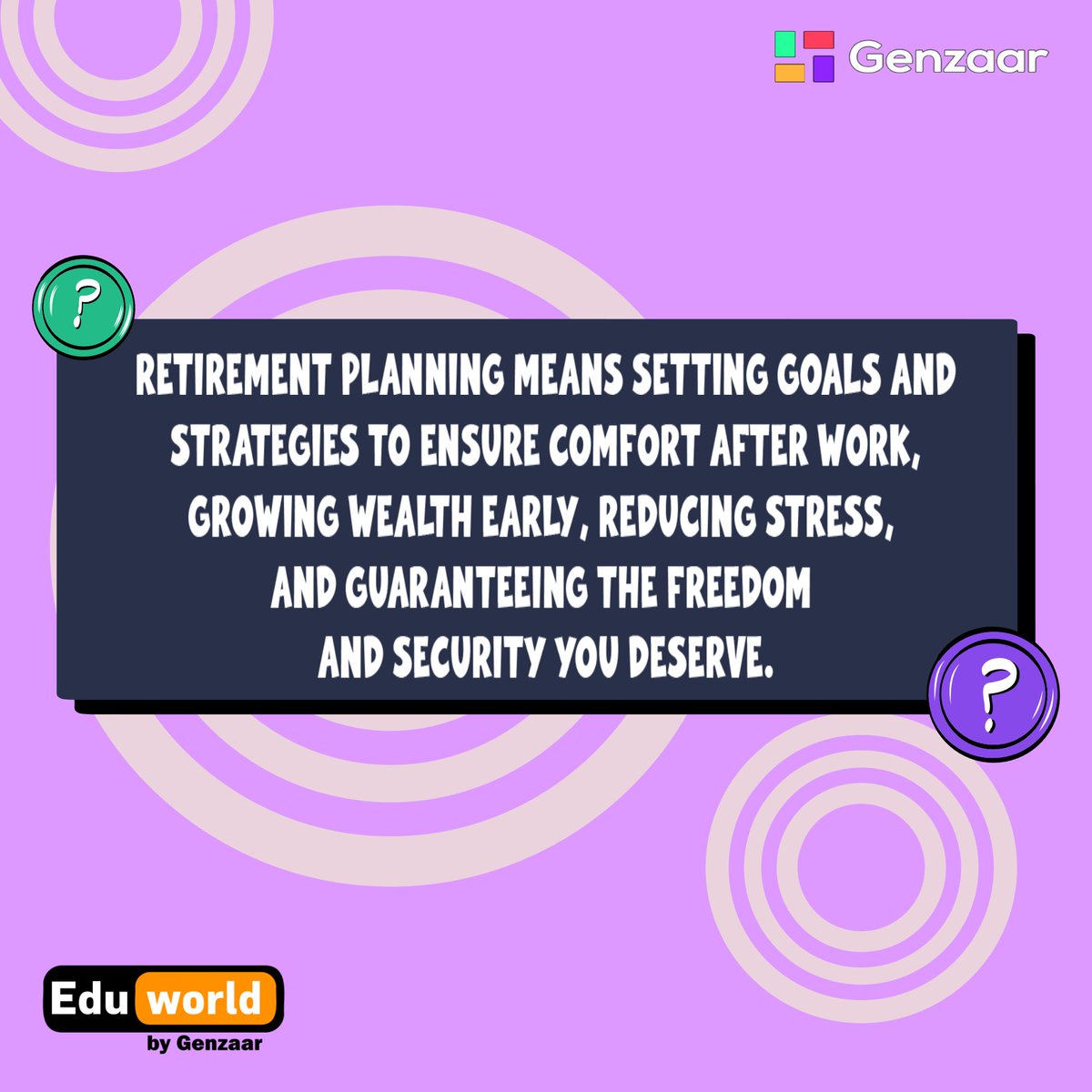 Genzaarapp's tweet image. Retirement may seem far off, but planning starts today. Secure your future with Eduworld 👉 eduworld.genzaar.app/auth/signup

#FinancialLiteracy #Genzaar #RetirementPlanning  #FinancialAdvisor #FinancialFreedom #Eduworld  #Investment