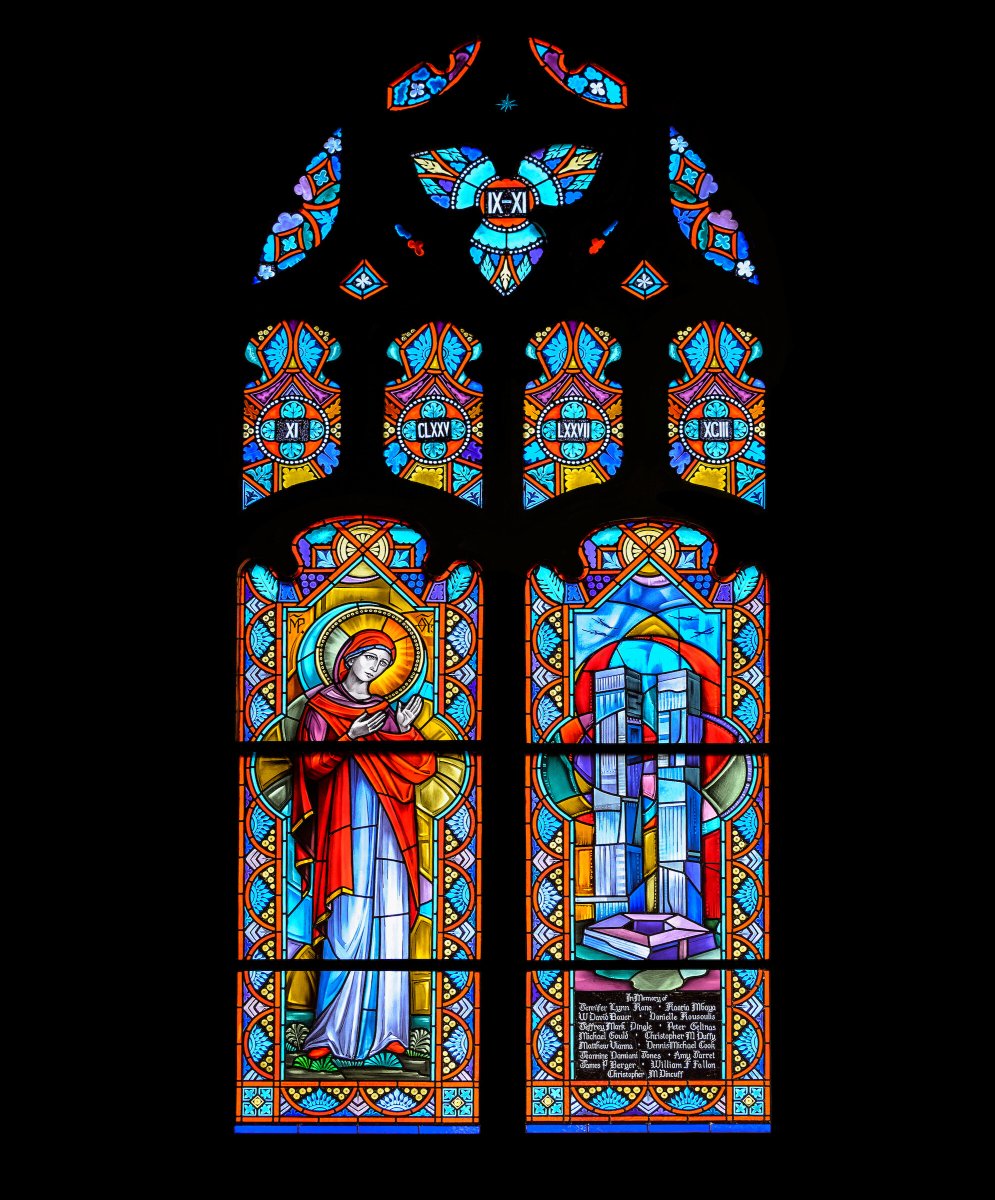 Villanova University (@villanovau) on Twitter photo Today, we reflect upon the tragic events in American history that took the lives of 15 Villanovans. A stained-glass window memorial in Corr Hall memorializes them, and all who lost their lives that day. 
Learn more: www1.villanova.edu/university/med… Today, we reflect upon the tragic events in American history that took the lives of 15 Villanovans. A stained-glass window memorial in Corr Hall memorializes them, and all who lost their lives that day. 
Learn more: www1.villanova.edu/university/med…