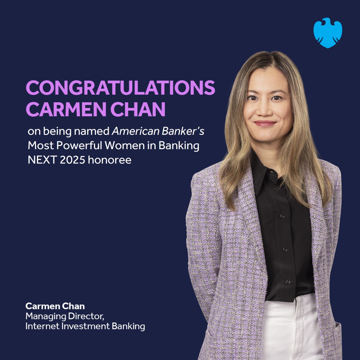 Congrats to Carmen Chan on being named to American Banker’s Most Powerful Women in Banking NEXT 2025 list. 👏 This reflects Carmen’s impact within our Tech Investment Banking business, her dedication and leadership in shaping the future of banking. ms.spr.ly/6019sckxS