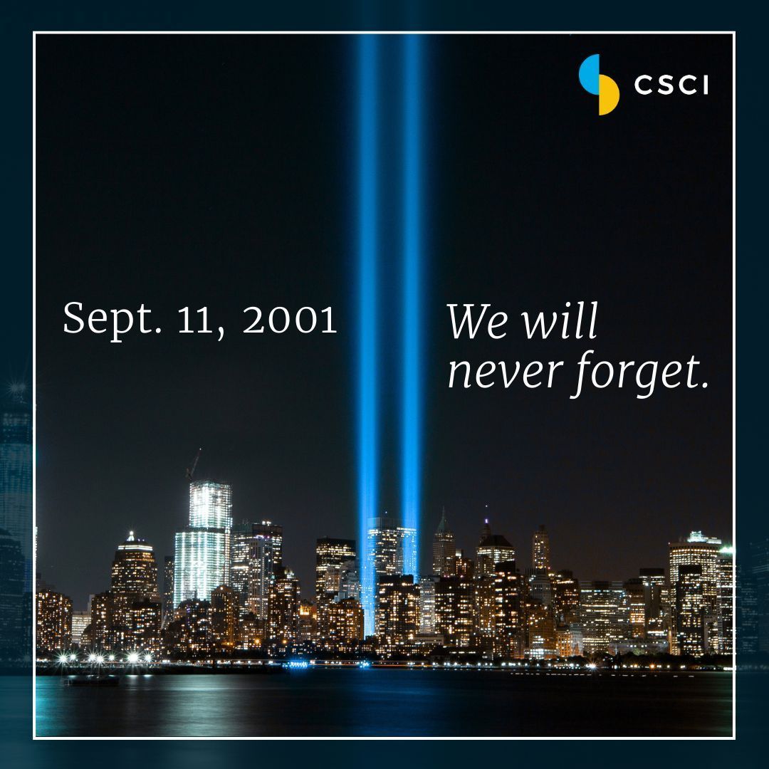 CSCIConsulting's tweet image. On this Patriot Day, we remember September 11, 2001, honoring the lives lost in the attacks and the courage of the first responders on that day. Their sacrifice will never be forgotten.