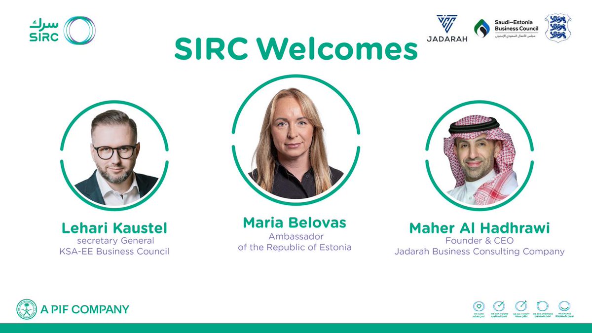 Jadarah_cc's tweet image. تلقّى الرئيس التنفيذي المستشار أ.ماهر الحضراوي  دعوة كريمة من المهندس زياد الشيحة، الرئيس التنفيذي للشركة السعودية للاستثمار وإعادة التدوير (SIRC)، لزيارة مقر الشركة في الرياض وذلك بحضور سعادة السيدة ماريا بيلوفاس، سفيرة جمهورية إستونيا لدى المملكة العربية السعودية والسيد ليهاري…