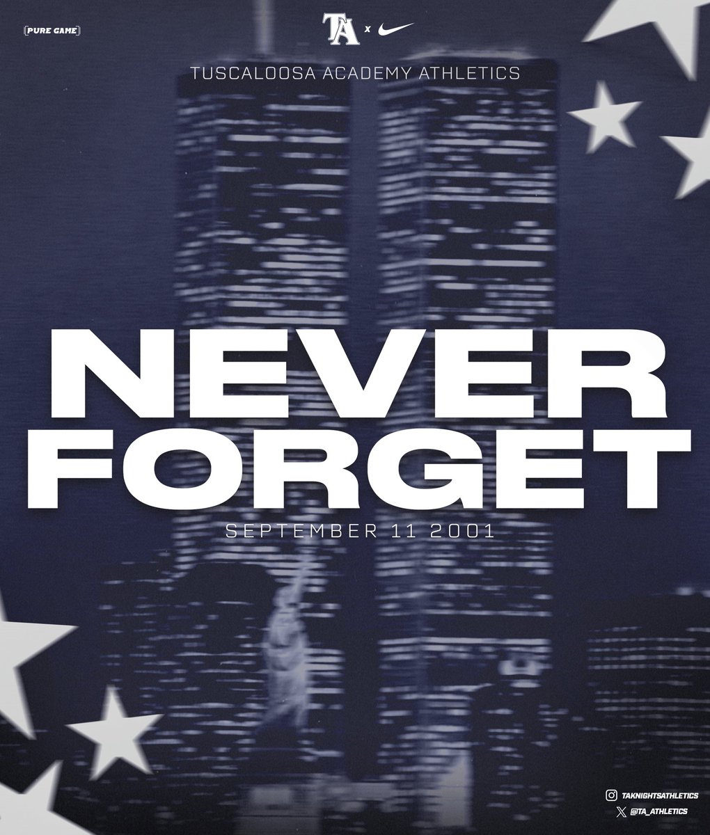 🇺🇸 𝙐𝙉𝙄𝙏𝙀𝘿 𝙒𝙀 𝙎𝙏𝘼𝙉𝘿 🇺🇸
Today we reflect how fortunate we are, and we remember all who lost their lives on this day 24 years ago.
#NeverForget #TuscaloosaAcademy #RTGK #UnitedWeStand