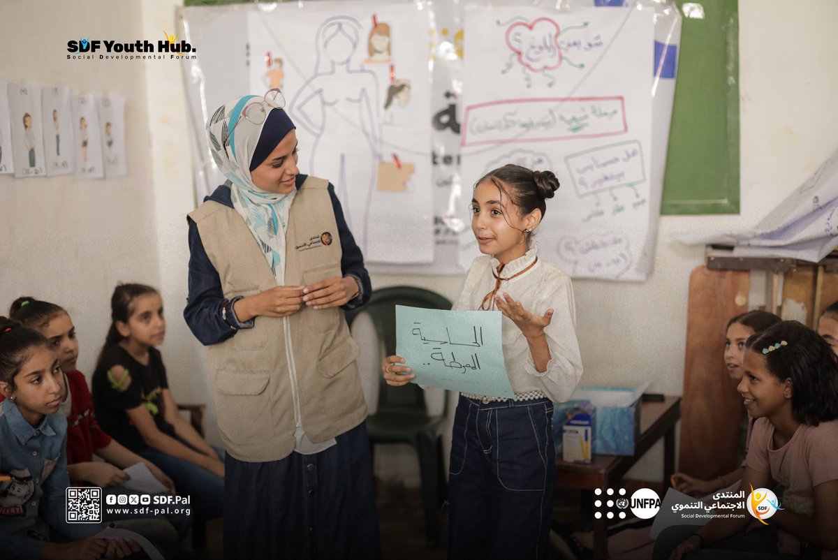 My Body’s Journey

A workshop empowering girls to understand puberty, embrace changes, and build self-respect.

Hosted by SDF Youth Hub at Hope Initiative Camp in Al-Yarmouk, Gaza, it welcomed 27 displaced girls. Together, we created a safe space for learning and discussion. ✨
