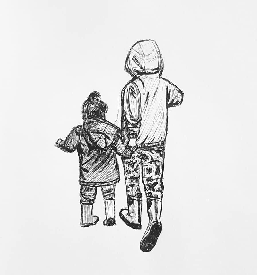 Throwback to a quick sketch of my little niece and nephew. 
To think he is now 10 and as tall as me! 
Smallest of Aunties. 
Biggest of Nephews  ❤️