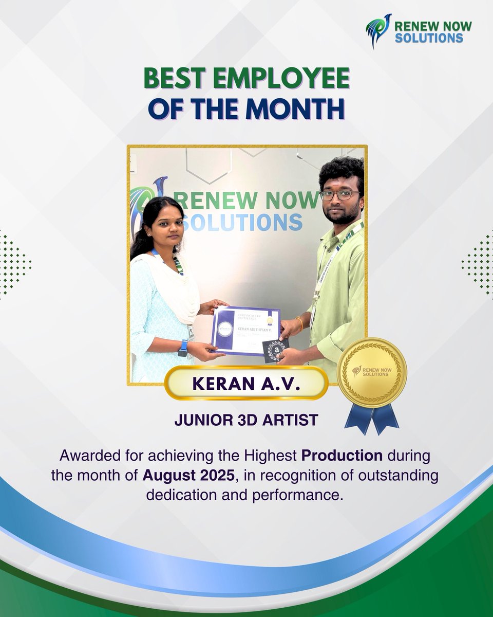 renewnoww's tweet photo. Congratulations to Keran A. &amp; Kastro B. 🎉
Crowned as our Best Performers of August 🏆👏
Your hard work, passion, and dedication truly inspire us all! 💪🔥 #renewnowsolutions https://t.co/Xjje55CO2T