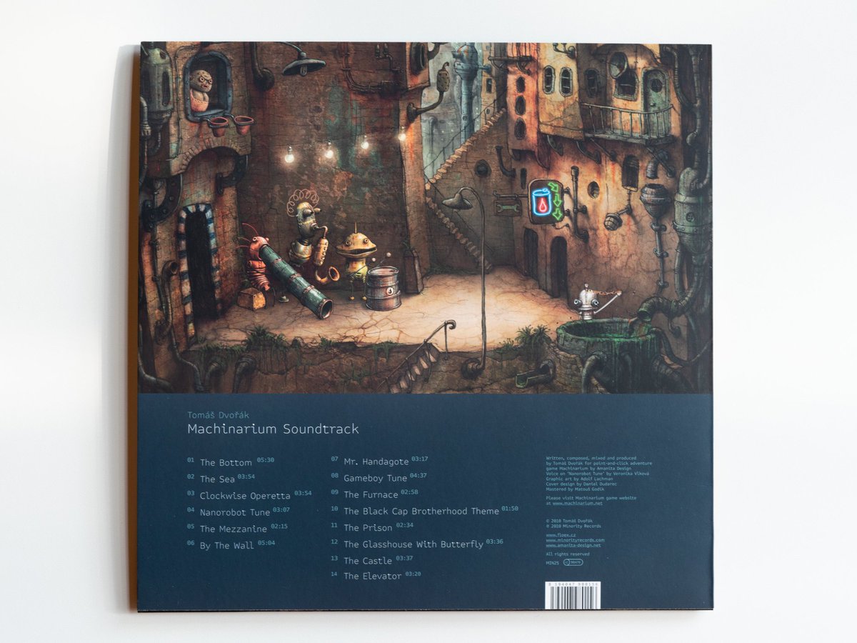 Back in stock: the Machinarium Soundtrack LP by <a href="/FloexOfficial/">Floex</a>! To mark its 15th anniversary, we’ve refreshed the cover artwork and topped it off with our favorite soft-touch finish 🤖🎶