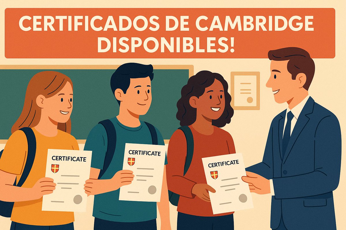 Los certificados de los exámenes de inglés de Cambridge, realizados en mayo de 2025, ya están listos para su recogida en el IES Marqués de Suanzes. Recogida: Puede realizarla el propio alumno/a o un familiar autorizado. Más información y detalles completos en nuestra web.