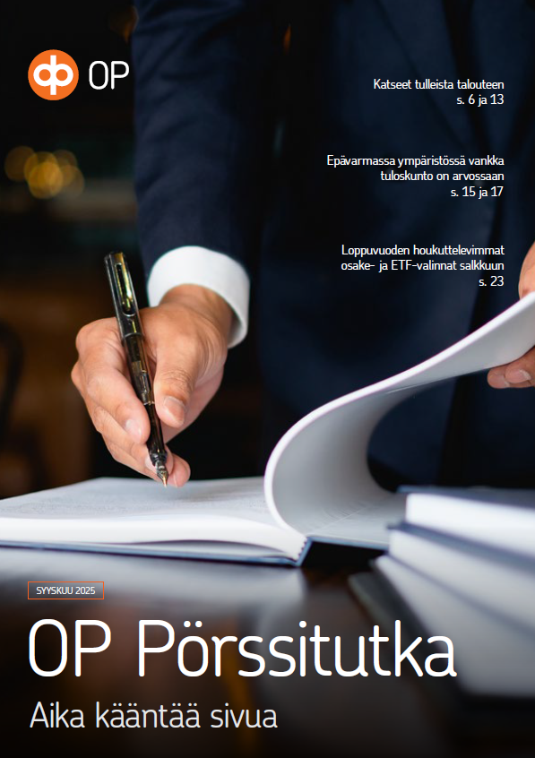 Olemme tänään julkaisseet kattavan strategiajulkaisun, OP Pörssitutkan. Kahdesti vuodessa ilmestyvä Pörssitutka tarjoaa analyytikoidemme ajankohtaisen näkemyksen taloudesta sekä ajankohtaisista osake- ja ETF-ideoista. OP:n sijoittaja-asiakkaat pääsevät lukemaan julkaisua