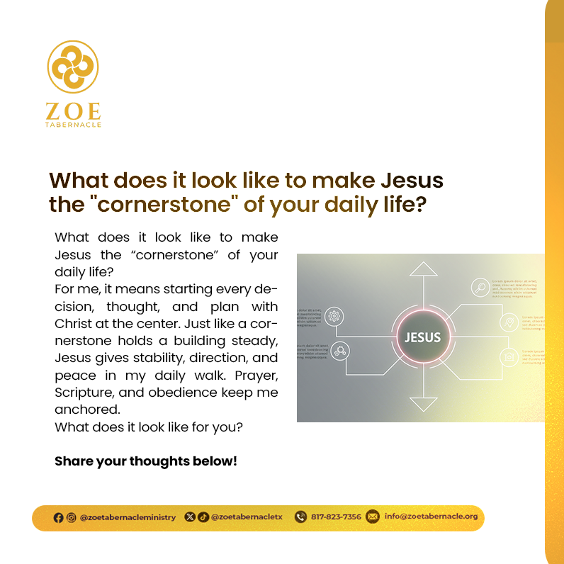 zoetabernacletx's tweet image. What Does It Look Like To Make Jesus The “Cornerstone” Of Your Daily Life?

What does it look like for you? Share your thoughts below!

#QandA #PracticalFaith #DailyChristianLife #YoungAdultsForChrist #ZoeTabernacle