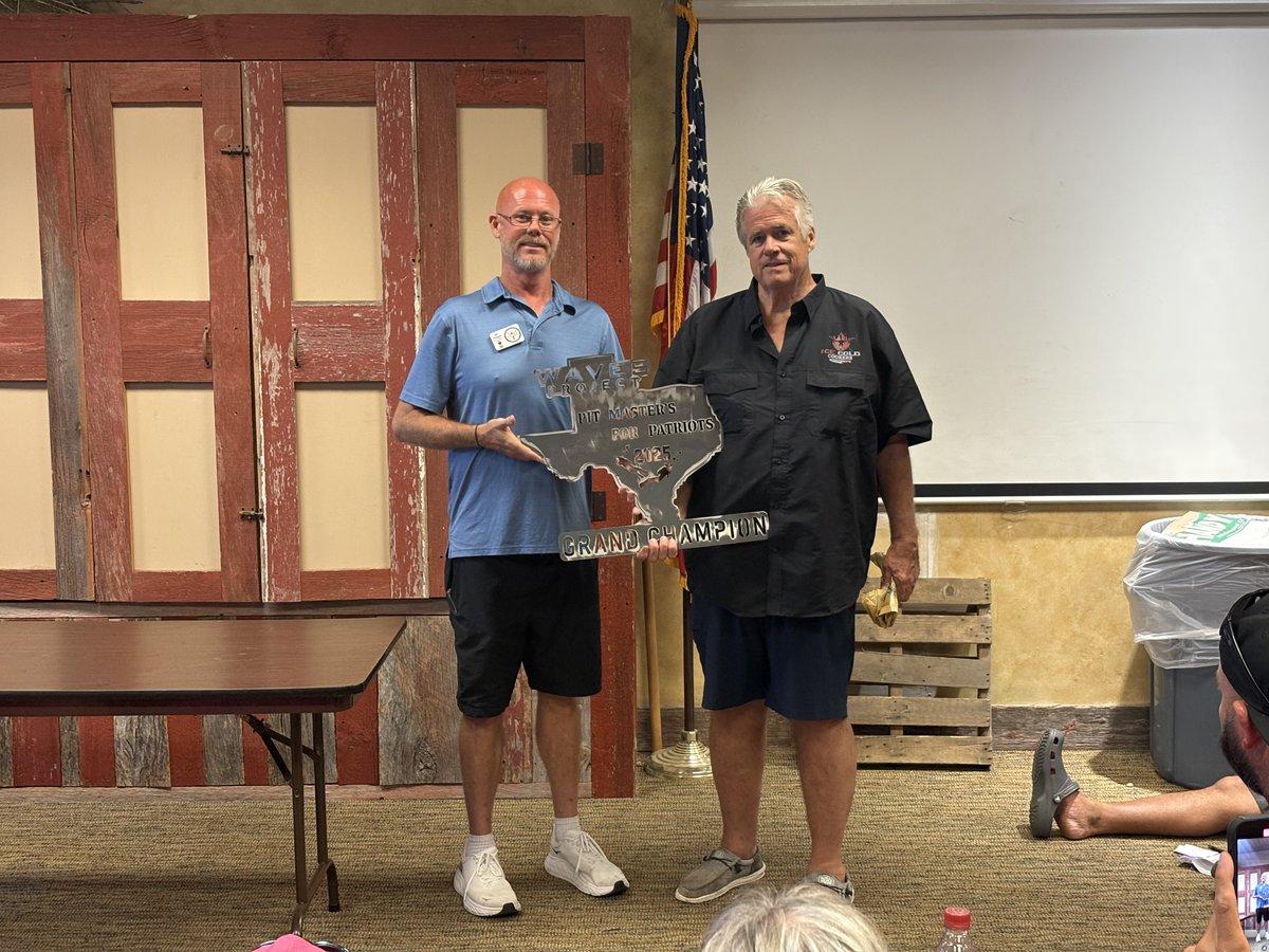TheWAVESProject's tweet image. WAVES Project Houston Program Director, Jeff Pickard, Congratulates WAVES Project 2025,  IBCA Pitmaster for Patriots BBQ&quot; Champions!  

Reserve Champion   Caleb Warden with team &quot;Kickin Kajun Smokehouse&quot;

Grand Champion Allen Prothero  with team &quot;Ice Cold Cookers&quot;