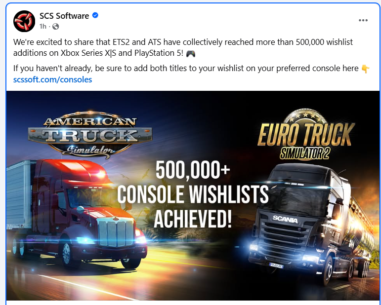 VutomyTrucker's tweet photo. So much love for ETS2 and ATS on Console https://t.co/3DcG80Cy1t