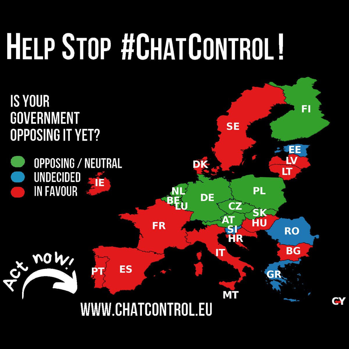 🇫🇷OUI : L'Allemagne ne soutient pas le projet #ChatControl de l'UE en l'état !
La minorité de blocage nécessaire pour stopper ce plan de surveillance de masse illégal semble assurée (pour l'instant). ✅

Le LU🇱🇺 et la SK🇸🇰 s'y opposent aussi ! 

fightchatcontrol.eu