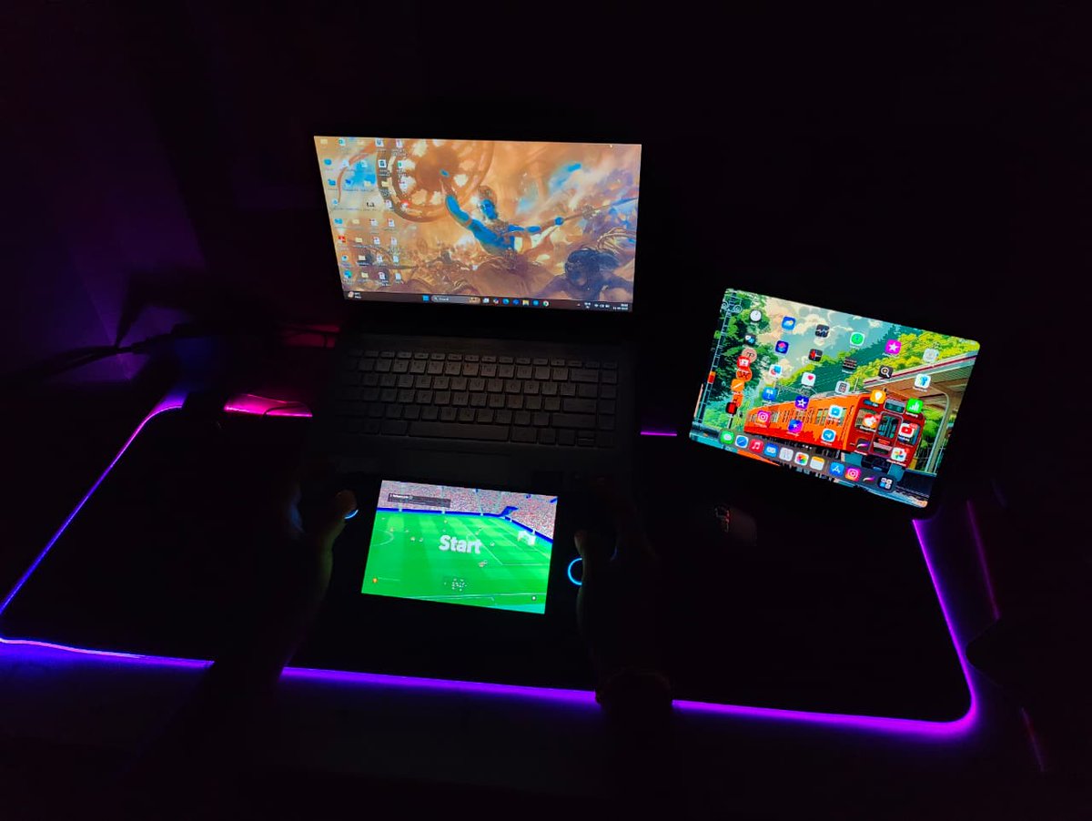 0xAshish29's tweet photo. 🚀 Just wrapped up some serious gaming sessions with #SuiPlay — and here’s the full setup & first impressions! 🎮✨

💻 Laptop | 📱 Tablet | 🎮 Sui Play handheld — all synced in my neon-lit battlestation ⚡️
🔥 Gameplay: Smooth, no lags, handles every title like a beast.
⚡️ Speed: Lightning fast — feels built for next-gen Web3 gaming.
🛠 Build Quality: Solid, premium, and sleek. Definitely feels like the future of gaming in your hands.
⚠️ Only drawback? The battery drains a little quicker than expected. Hoping @SuiPlay @SuiNetwork @PLAYTR0N push an update to optimize this soon.

👉 Overall verdict: Sui Play is 🔥🔥🔥 and ready to change how we PLAY, OWN & EARN in the digital era.
#Sui #SuiPlay #Playtron #GamingSetup #Web3Gaming #NextGenGaming #PlayToOwn #CryptoGaming #BlockchainGaming #FutureIsNow #GamersUnite