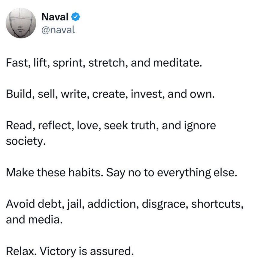 Naval最有含金量的一条推文，几乎值得裱起来挂墙上。