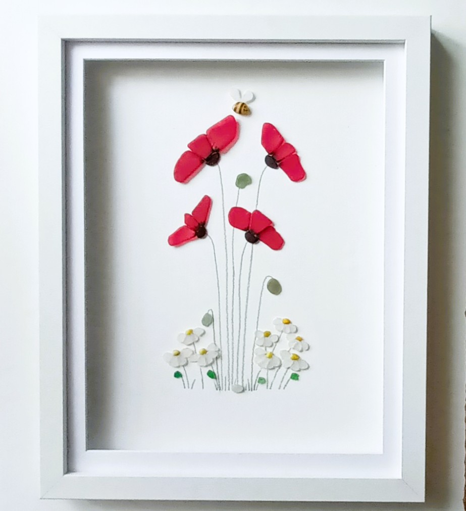 Sea Glass Flowers, Poppies and Daisies, Unique Gifts for her,  by BeachStreetArt 
 etsy.me/41WavtX via <a href="/Etsy/">Etsy</a>