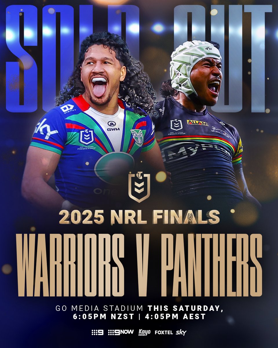 FULL HOUSE IN NEW ZEALAND 🏟️

In #NRLFinals, every moment matters.
📺 Tune in this Saturday on Nine, 9Now, Fox, Kayo &amp; SkyNZ.