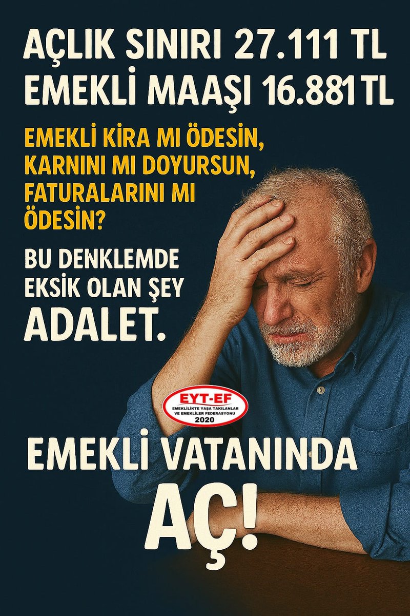 EYT-EF Ebru Coha (@ebrucoha1) on Twitter photo <a href="/ArzuLastikci/">EYT & EF Arzu LASTİKCİ</a> <a href="/RTErdogan/">Recep Tayyip Erdoğan</a> <a href="/isikhanvedat/">Prof. Dr. Vedat Işıkhan</a> <a href="/_cevdetyilmaz/">Cevdet Yılmaz</a> <a href="/herkesicinCHP/">CHP 🇹🇷</a> <a href="/iyiparti/">İYİ Parti</a> <a href="/MHP_Bilgi/">MHP</a> <a href="/erbakanfatih/">Dr. Fatih Erbakan</a> <a href="/eczozgurozel/">Özgür Özel</a> <a href="/mahmutarikansp/">Mahmut Arıkan</a> <a href="/GelecekPartiTR/">Gelecek Partisi</a> <a href="/EytEmeklilerFed/">EYT VE EMEKLİLER FEDERASYONU</a> <a href="/EYT_ED/">EYT VE EMEKLİLER DERNEĞİ</a> TAG
👇
#EmekliVatanındaAç
Ödediği vergilerle devletini ayakta tutan milyonlar, kendi vatanında açlığa mahkum edildi.
Bu sefaletin adı yanlış politikalar.
Sorumlusu iktidardır.
16 Milyon #Emekli
İktidarı muhalefet yapacak güçtedir.
#5000KısmiHaktırHAK
<a href="/RTErdogan/">Recep Tayyip Erdoğan</a>
<a href="/isikhanvedat/">Prof. Dr. Vedat Işıkhan</a> <a href="/ArzuLastikci/">EYT & EF Arzu LASTİKCİ</a> <a href="/RTErdogan/">Recep Tayyip Erdoğan</a> <a href="/isikhanvedat/">Prof. Dr. Vedat Işıkhan</a> <a href="/_cevdetyilmaz/">Cevdet Yılmaz</a> <a href="/herkesicinCHP/">CHP 🇹🇷</a> <a href="/iyiparti/">İYİ Parti</a> <a href="/MHP_Bilgi/">MHP</a> <a href="/erbakanfatih/">Dr. Fatih Erbakan</a> <a href="/eczozgurozel/">Özgür Özel</a> <a href="/mahmutarikansp/">Mahmut Arıkan</a> <a href="/GelecekPartiTR/">Gelecek Partisi</a> <a href="/EytEmeklilerFed/">EYT VE EMEKLİLER FEDERASYONU</a> <a href="/EYT_ED/">EYT VE EMEKLİLER DERNEĞİ</a> TAG
👇
#EmekliVatanındaAç
Ödediği vergilerle devletini ayakta tutan milyonlar, kendi vatanında açlığa mahkum edildi.
Bu sefaletin adı yanlış politikalar.
Sorumlusu iktidardır.
16 Milyon #Emekli
İktidarı muhalefet yapacak güçtedir.
#5000KısmiHaktırHAK
<a href="/RTErdogan/">Recep Tayyip Erdoğan</a>
<a href="/isikhanvedat/">Prof. Dr. Vedat Işıkhan</a>