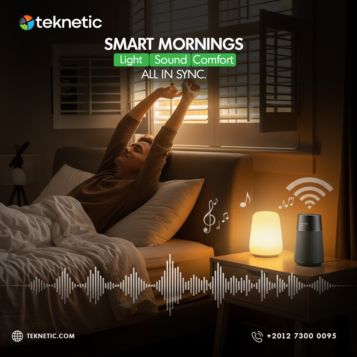 Tired of jarring alarms? ✨ Our smart technology brings light, sound, and comfort together for a peaceful awakening. It’s more than an alarm it's a new way to wake up feeling refreshed.
Visit teknetic.com to learn more.
#SmartMornings #HomeAutomation #MorningVibes