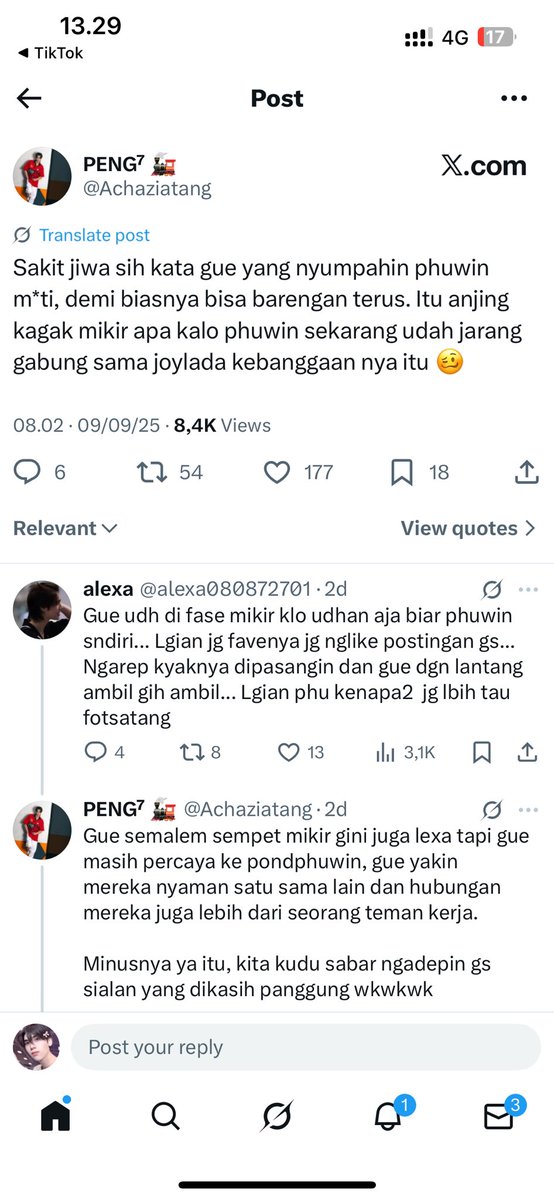 snowdancow's tweet photo. Hebat ya, dari satu kalimat polos yang jelas ungkapan sayang, lo bisa muter otak sampai jadi “nyumpahin P mati.” Kreativitas macam apa ini? Mungkin lo perlu banyak baca dulu biar ngerti konteks dan berhenti bikin narasi misleading sendiri, @Achaziatang https://t.co/FEziPyqaOL