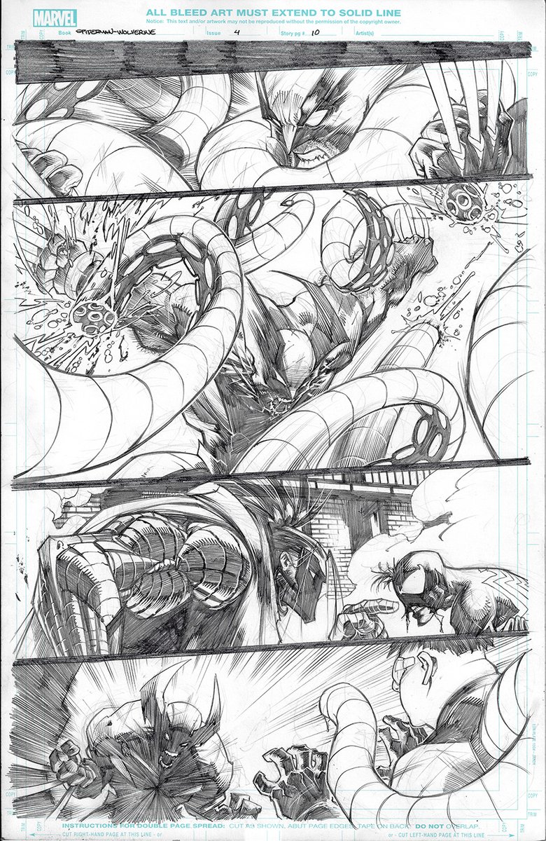 Spiderman &amp; Wolverine #4. Page 10, the original pencils art.  

#originalart #originalartwork #spiderman #wolverine #marvelcomics #pencilart