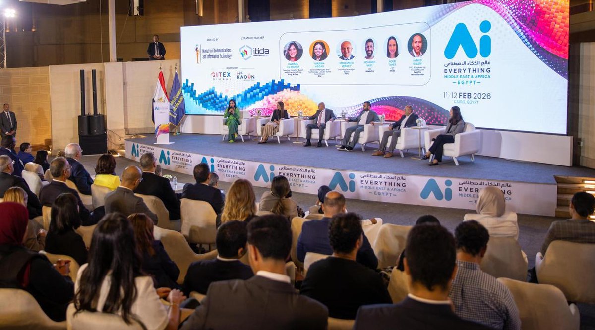 ITIDA's tweet image. 𝐄𝐠𝐲𝐩𝐭 𝐬𝐞𝐭𝐬 𝐭𝐡𝐞 𝐩𝐚𝐜𝐞 𝐟𝐨𝐫 𝐀𝐈 𝐢𝐧 𝐌𝐄𝐀

Cairo launched Ai Everything MEA 2026 under MCIT with ITIDA &amp;amp; GITEX GLOBAL — the region’s largest AI summit.

11–12 Feb 2026 | Cairo
Register: l1nq.com/ixtHR

#AiEverythingEgypt #JustInTimeForEgypt #GITEXGLOBAL