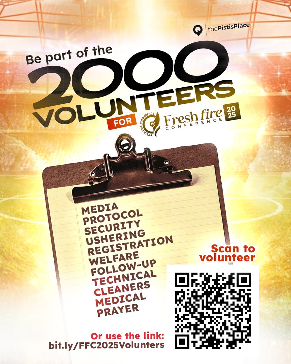 mkpoutoabasii's tweet image. Get ready for an all-night blaze of glory! #FreshFireConference is coming to Uyo with an incredible line-up of ministers. Are you ready? 

Register here: bit.ly/FFC2025Uyo
Volunteer here: bit.ly/FFC2025Volunte…