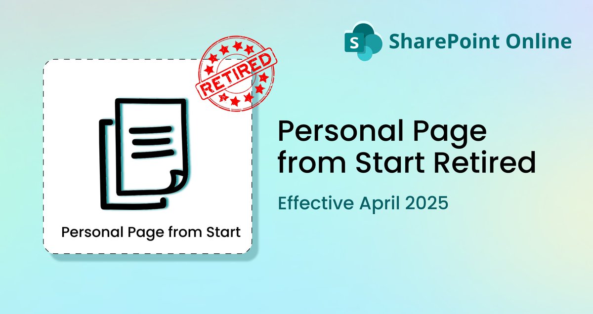 Apps4ProPlanner's tweet image. Apps4.Pro has published new BLOG on “Retirement of Personal Pages from SharePoint Start”
BLOG link: blog.apps4.pro/sharepoint-sta…
Refer this post for more details 👇.
#microsoft365 #microsoftsharepoint #sharepointonline
