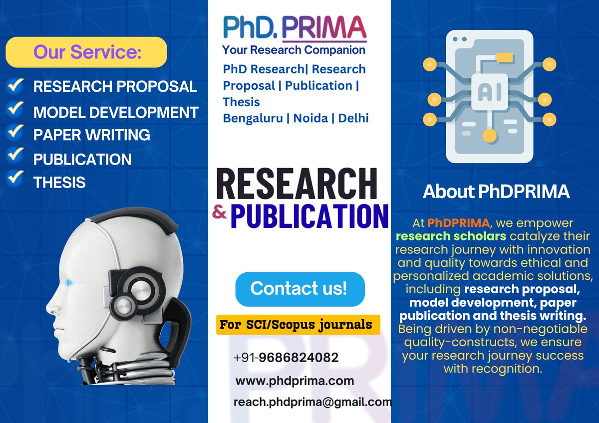 PhDPrimaR's tweet image. Your trusted partner in thesis, publication, and research innovation.
Visit: phdprima.com
Email: reach.phdprima@gmail.com
Phone:+91-9686824082

#researchproposalhelp #phdlife