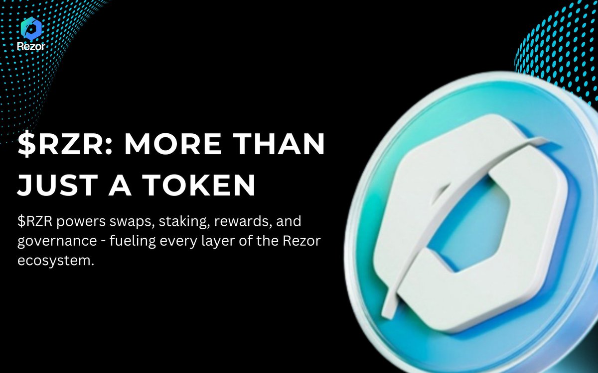 🧵Most tokens? They live on hype. 🚀

But hype fades.

$RZR is different - designed with real utility, real value, and real purpose.
It’s not just a coin to hold, it’s the engine that powers the entire Rezor ecosystem.

Here’s how 👇

1/7

#Rezor #RZR #BuildWithRezor