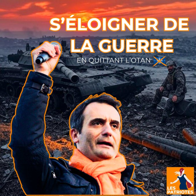 Article 29 de notre charte:
Pour garantir notre indépendance politique, la France doit sortir de l’OTAN et refuser tout projet d’armée européenne dont les premières victimes risquent d’être les peuples européens eux-mêmes.
#RejoignezLesJustes👉les-patriotes.fr #Philippot✊