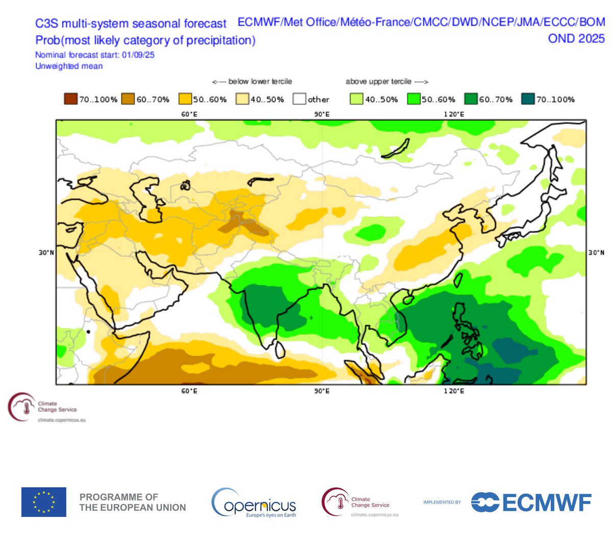 NajibSadid's tweet image. #Drought may continue in #Afghanistan for the 5th consecutive year, as recent seasonal forecasts suggest below-average precipitation for the upcoming 3 months (50-70% chance). With the emergence of #LaNina this winter, likelihood of dry condition during  the winter is also high.