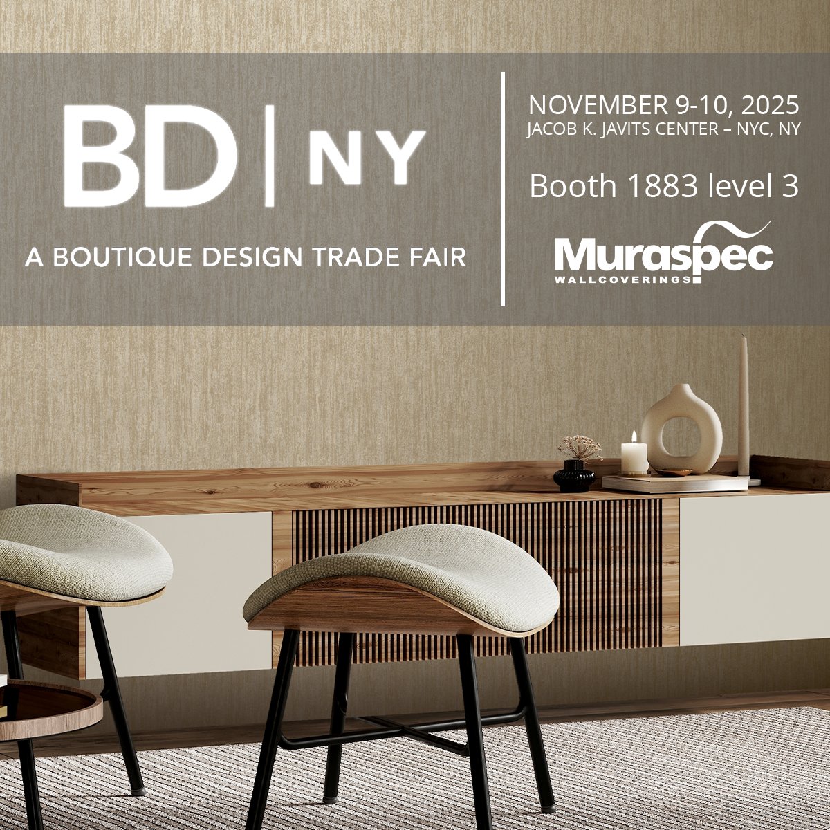 Discover our latest designs at BDNY 2025.

Booth #1883 | Jacob Javits Convention Center, New York, NY
November 9–10, 2025

Learn more: bdny.com

#BDNY2025 #InteriorDesign #Wallcovering #DesignInnovation