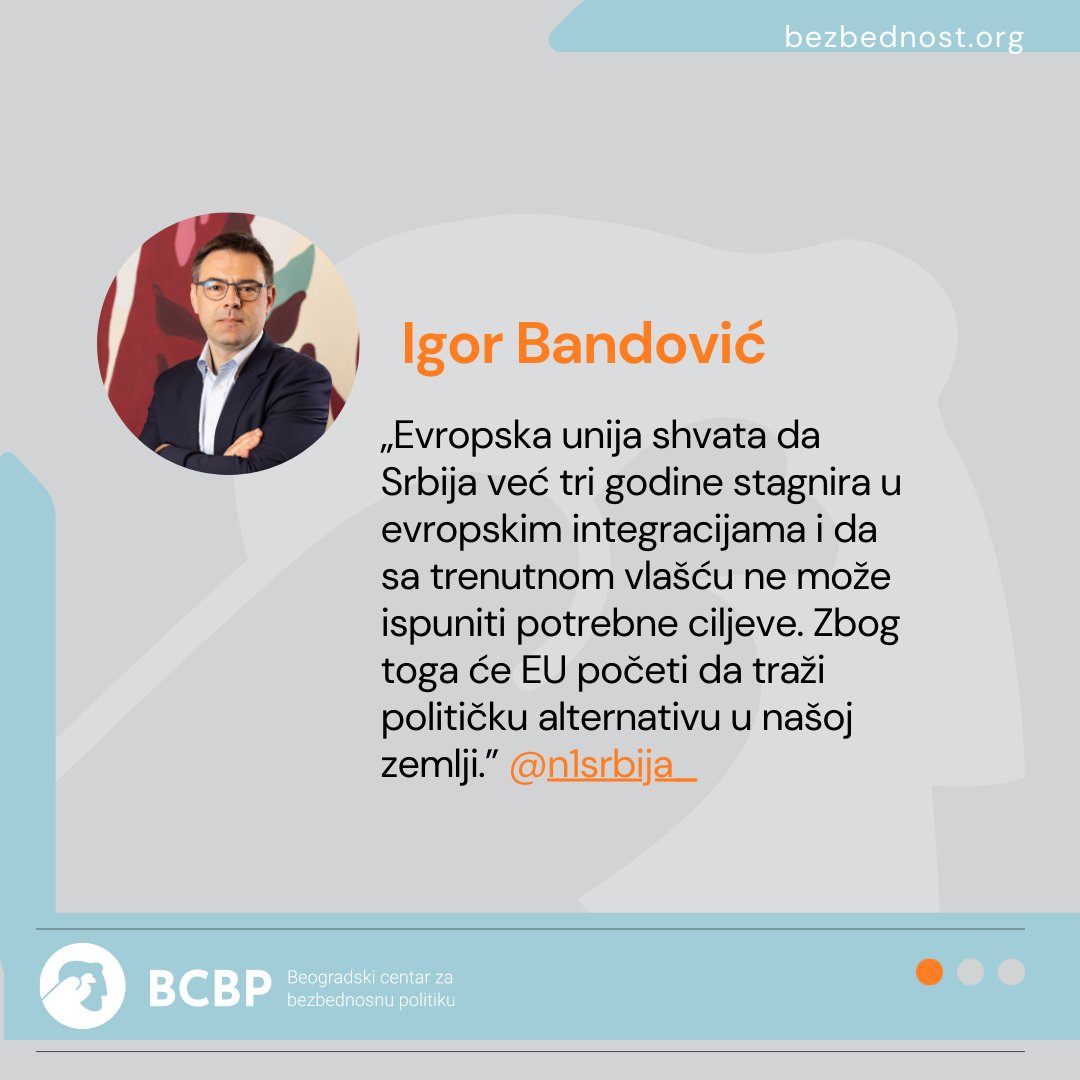 Direktor BCBP, <a href="/IgorBandovic/">Igor Bandović</a>, smatra da EU više ne veruje da trenutna vlast u Srbiji može da ispuni potrebne reforme i demokratske standarde, te će stoga početi da traži i podržava političke alternative. Prema njegovom mišljenju, ovo je ključna promena u pristupu EU prema Srbiji.