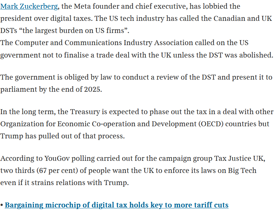 🚨 Breaking:

The UK could lose up to £5.2bn if it scraps the Digital Services Tax on Big Tech – enough to pay for training 128,000 new NHS nurses.

Polling shows 67% back enforcing laws on Big Tech, even if it strains relations with Trump.
taxjustice.uk/blog/digital-s…