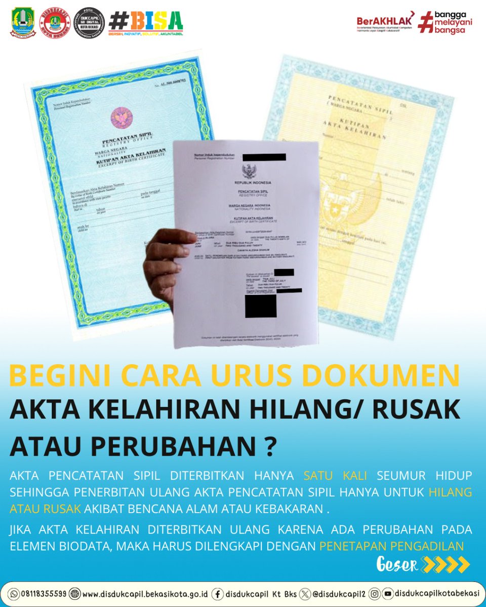 DISDUKCAPIL KOTA BEKASI tweet media