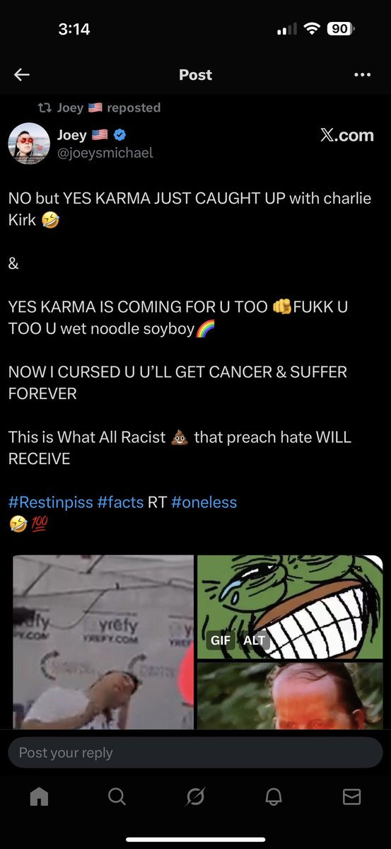 RedWaveCharger's tweet photo. @ScottPresler Scott: Here will be another lunatic preaching extreme amounts of hate. 

Twitter: @joeysmichael

https://t.co/dKlJx50fTU https://t.co/ETEVtBDaR7