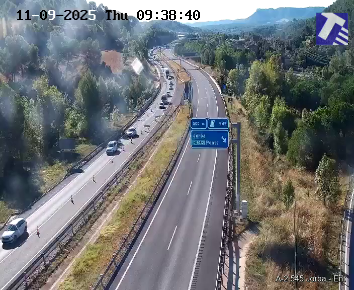 transit's tweet photo. 🚧 A l'A-2 a Jorba unes obres provoquen aturades en un tram de 2 km en sentit Lleida. https://t.co/Tu3VamXrqK
