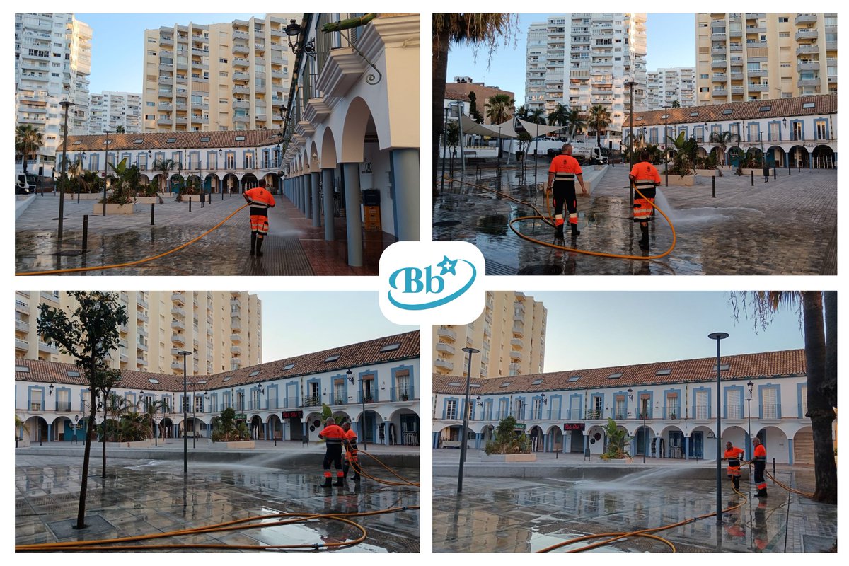 🌞 ¡Feliz jueves! Hoy nos despertamos con Plaza Olé impoluta gracias al trabajo de nuestros equipos de baldeo.💦
Cuidar cada rincón de Benalmádena es nuestra prioridad.
#BenalmádenaBrillaMás