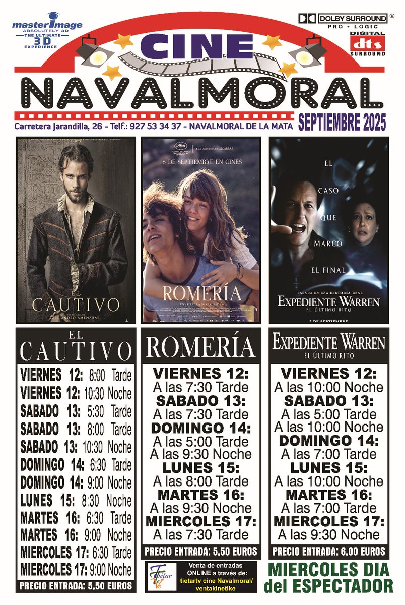 🎬 Cine de Navalmoral. Semana del 12 al 17 de septiembre.