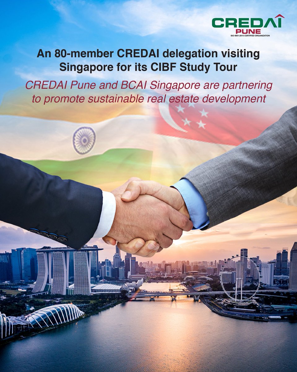 A delegation from CREDAI Pune visited Singapore for an insightful study tour, culminating in a new collaboration - a Memorandum of Understanding with BCA International Pte Ltd to collaborate on world-class real estate practices.
