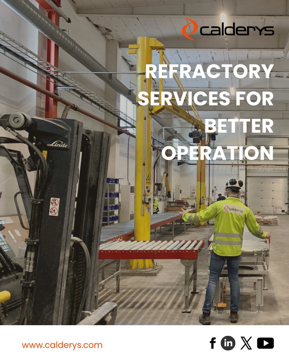 calderys's tweet image. Beyond products — services deliver performance.
Expert supervision + decades of experience = reliable installations &amp;amp; faster shutdowns.
👉Let’s make your next outage a success: calderys.com/contact-us
#WeAreCalderys #RefractoryServices #PlantExecution #CalderysSupport