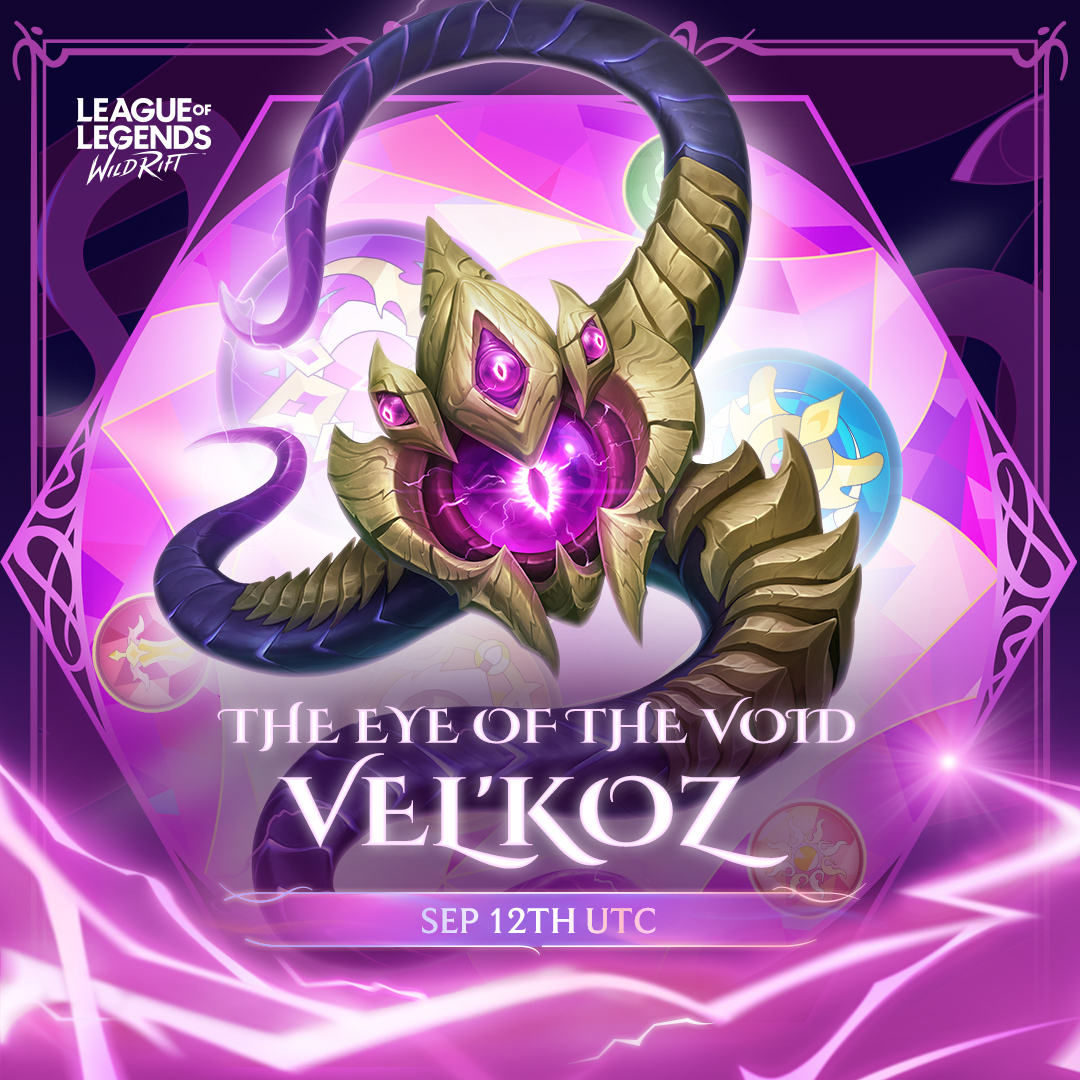 An eye for an eye leaves the whole enemy team dead. Stare down your enemies with Vel’Koz on September 12th UTC!