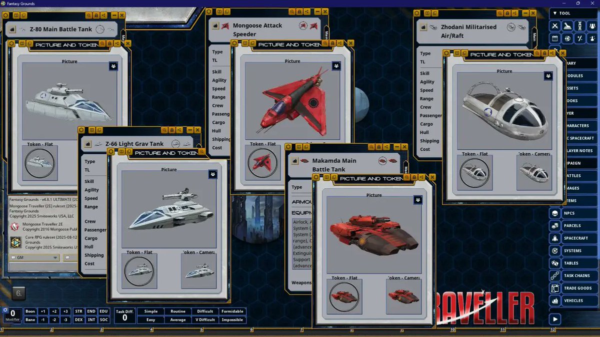 The Fifth Frontier War hits planetside in the new release on Fantasy Grounds - Armies of the Fifth Frontier War!

fantasygrounds.com/store/product.…

Dig into the tactics, equipment and doctrines of the major combatants as they fight for entire worlds.

#ttrpg #TravellerRPG