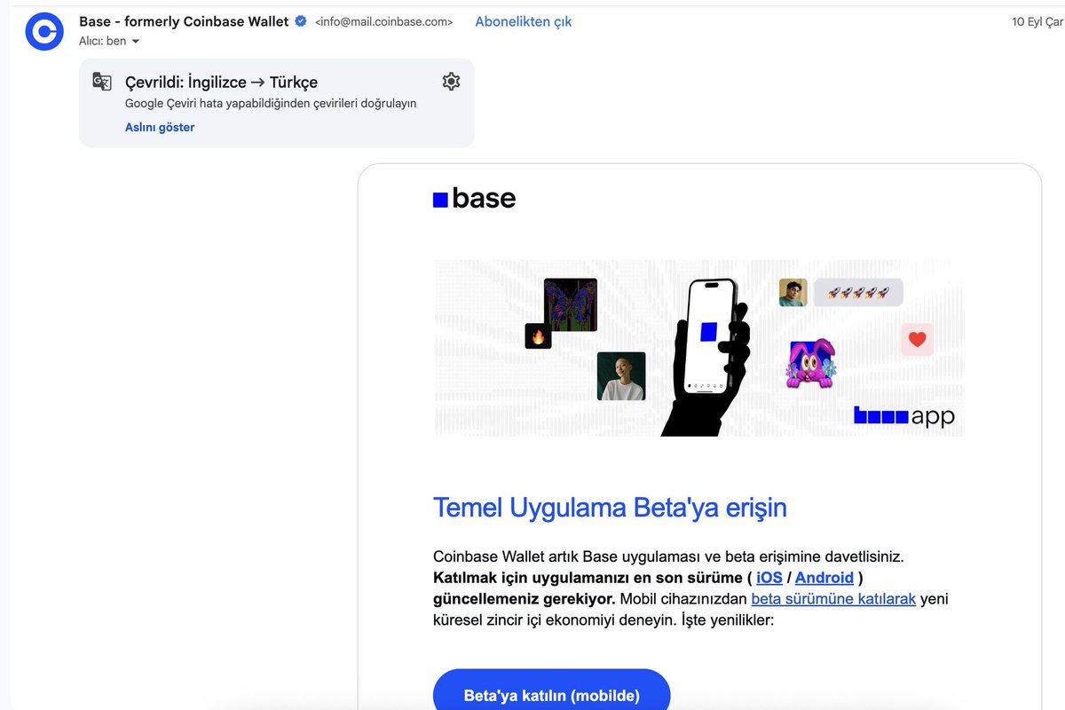 Günaydın 🟦

Dün akşam <a href="/baseapp/">Base App</a> için daha önce waitlist başvurusu yapanlar arasında mail alanlar olmuş.

Aramızda onboard olan var mı?