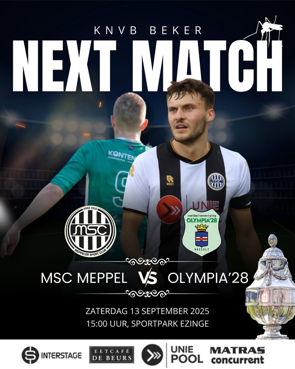 Zaterdag weer veel thuiswedstrijden waaronder ook de laatste bekerwedstrijd van MSC 1 tegen Olympia'28 1. Aanvang 15.00 uur.