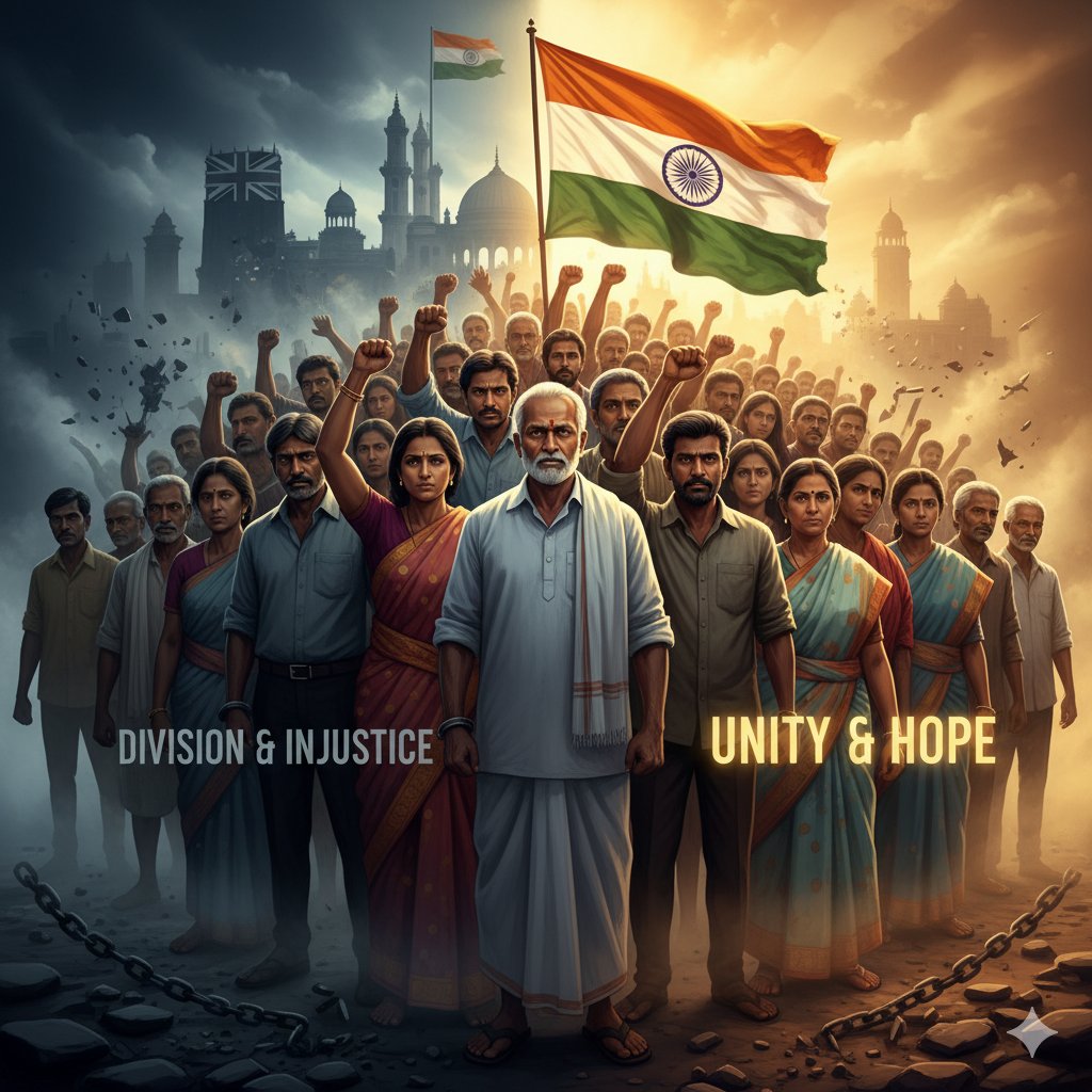 Injustice is the enemy of all. ✊ If we stay silent today, tomorrow it will knock on our own doors. Stand united, raise your voice – or history will call us slaves again. 🇮🇳🔥

#Justice #Unity #India #JusticeInTheDark #Divine #injustice #Hope #Indian #Bharat #hindustan
