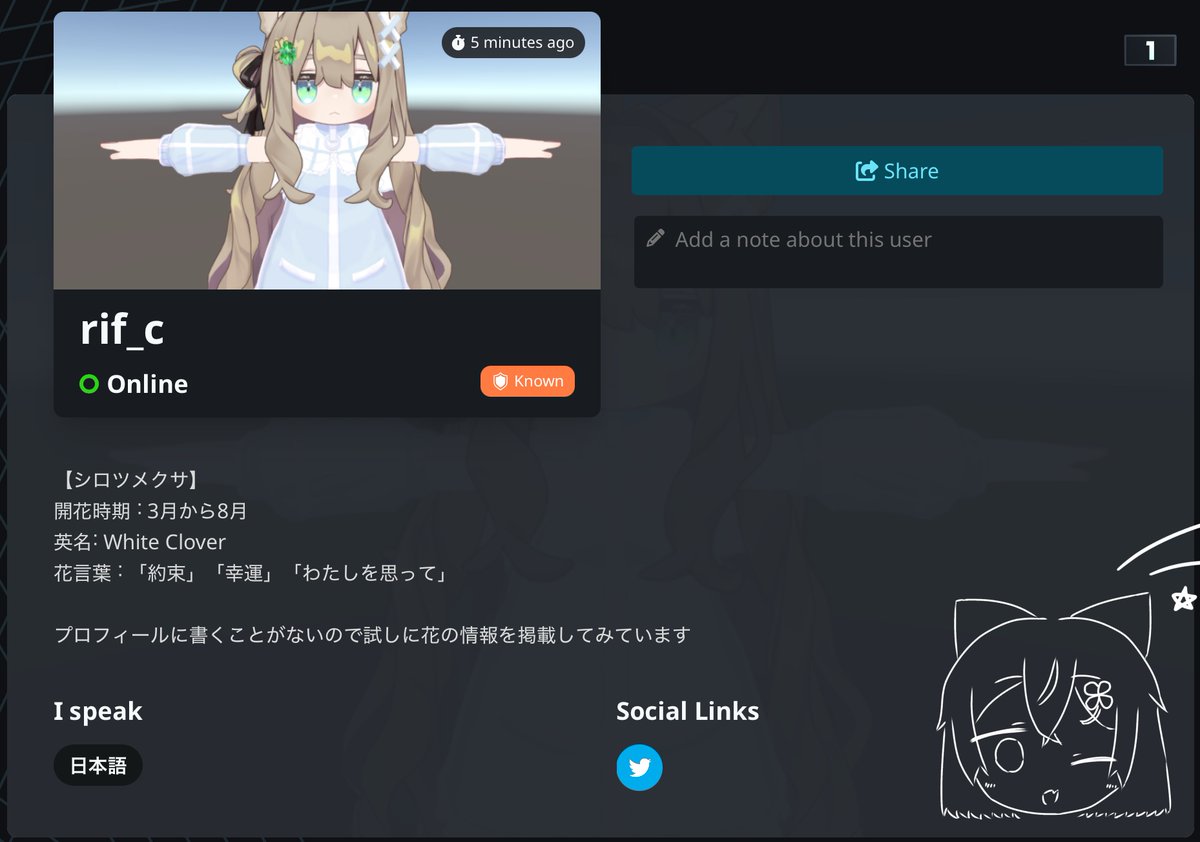 間違ったプロフィールの埋め方
それと、Knownになってました